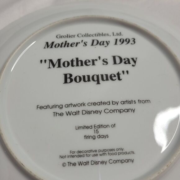 VINTAGE 90s Disney‎ Mother's Day 1993 bouquet Grolier limited collectible plate - Picture 3 of 9